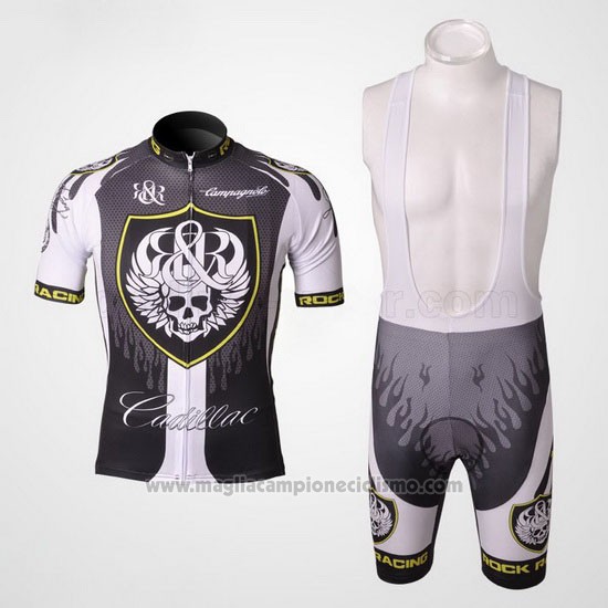 2010 Abbigliamento Ciclismo Rock Racing Argentato e Bianco Manica Corta e Salopette